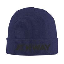Black K-Way Knitted Caps for Women Unisex Skullies Beanies Winter Hat Acrylic Warm Melon Cap blue