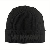 Black K-Way Knitted Caps for Women Unisex Skullies Beanies Winter Hat Acrylic Warm Melon Cap black