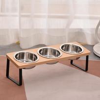 Elevated Cat Bowls Feeder Tilted Raised Feeding & Watering Supplies Pet 2/3 Stainless Steel Bowls With Stand For Cats Puppies 3 bowls