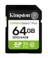 Kingston Canvas Select Plus | 64GB | SD | Flash memory class Class 10, UHS-I, U1/U3, Video Class 10/30