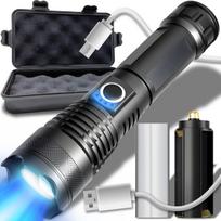 Aliuminio lydinio žibintuvėlis, X80, su 26650 baterija + USB laidu + dėžute