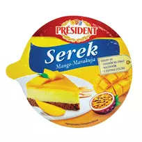 Mango ir pasiflorų skonio varškės desertas PRESIDENT, 400 g