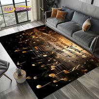 Natų spalvingas muzikos natų piešinys Animacinis svajonių kilimas svetainei, miegamajam, namų sofos dekoravimui, vaikams neslystantis grindų kilimėlis 60cm x 90cm gray