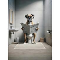 Tualetiniai Šunys Skaitantys Laikraščius Juokingi Plakatai Rotveileris Dobermanas Pudelis Drobės Tapyba Vonios Kambario Sienos Menas Paveikslas Namų Dekoras 21X30CMNo Framed gray