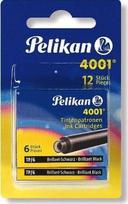 Pelikan rašalo tūtelės 4001, juodos, 12 vnt.