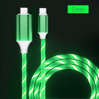 USB Type C 3A 60W PD 3-in-1 LED Flow Luminous Charging Cable with Pure Copper for Computer Barcode Scanner Printer 1 meter žalia