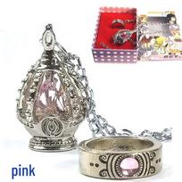 Magical Girl Madoka Soul Gem Necklace & Ring Set rožinė