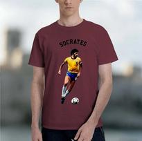 Socrates Brazil Legend 2026 fashion heavyweight hot selling retro printed pattern fun round neck T-shirt for daily comfort M black