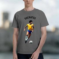 Socrates Brazil Legend 2026 fashion heavyweight hot selling retro printed pattern fun round neck T-shirt for daily comfort XXL gray