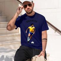 Socrates Brazil Legend 2026 fashion heavyweight hot selling retro printed pattern fun round neck T-shirt for daily comfort L blue