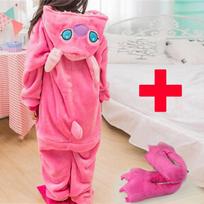 Animal Cosplay Kostiumas Unisex Suaugusiųjų Rožė Raudona Dygsnio Triušio Kigurumi Pižama Su Batais 5T pink