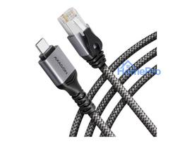AXAGON ADE-CM20 USB-C 5Gbps - Gigabit Ethernet adapter with integrated CAT6 RJ-45 network cable (2 m), Asix AX88179B