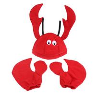 Unisex Funny Red Crab Lobster Costume Hat Gloves Cartoon Animal Headwear for Halloween Cosplay Fancy Dress A2 red