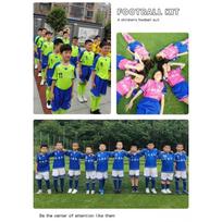 Kids Soccer Jersey Set Boys Girls School Training Match Youth Football Uniforms 2XS 130-140cm gray