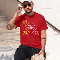 OXBOW 2026 fashion heavyweight hot selling retro printed pattern fun round neck T-shirt for daily comfort XXXL red