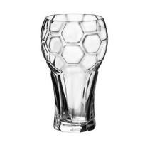 Soccer Beer Glass, 600ml Football Embossed Pint Cup, Heavy Duty Clear Glass Mug for Craft Beer, Home Bar Sports Fan Gift 1pc white