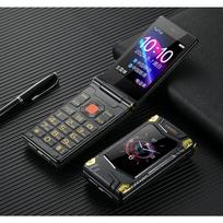 Dviejų ekranų pilno tinklo atlenkiamas dėklas pagyvenusiems žmonėms Dvi SIM kortelės Dideli šriftai Mobilieji telefonai black