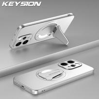 KEYSION Magnetinis telefono dėklas VIVO V70 5G, Metalinis dažas, Minkštas silikonas+PC, Vertikalus stovas, Atsparus smūgiams galinis dangtelis VIVO V70 for VIVO V70 sidabras