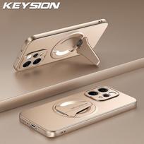 KEYSION Magnetinis telefono dėklas VIVO V70 5G, Metalinis dažas, Minkštas silikonas+PC, Vertikalus stovas, Atsparus smūgiams galinis dangtelis VIVO V70 for VIVO V70 auksas