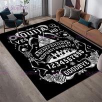 Ouija lentos raganavimo altoriaus srities kilimėlis flanelinis kilimėlis, neslystantis kilimėlis svetainei vonios kambariui juodos katės Helovino būrimo dekoras 60cm x 90cm