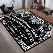 Ouija lentos raganavimo altoriaus srities kilimėlis flanelinis kilimėlis, neslystantis kilimėlis svetainei vonios kambariui juodos katės Helovino būrimo dekoras 60cm x 90cm