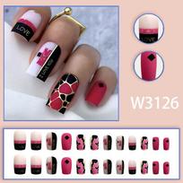 Top-Selling Rhombus Letter Color Block Press-on Nails - Whitening Effect, 24 Pieces gray