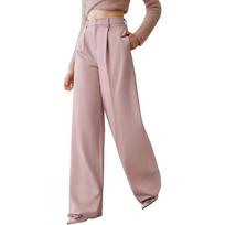 Women High Waist Wide Leg Straight Loose Office Formal Suit Pants XXL gray