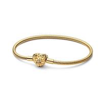 New Hot Selling 925 Silver Heart-Shaped Buckle Snake Chain,Sparkling Zircon Original Bracelet,Women's Fashionable Luxury Jewelry 21cm beige