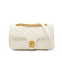 Bag small sachet genuine leather women's bag hot-selling women's bag love rhombus chain bag Bag body:23*7*14 white