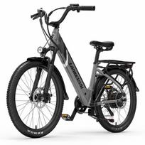 LANKELEISI ES500PRO Elektrinis dviratis, 500W variklis, 48V 14.5Ah nuimama baterija, 24 colių storapadis miesto e-dviratis Grey