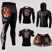 Venom Training Suit UFC Boxing Compression Wear 5pcs Set Men Women Gym Fitness Muay Thai Kids 3XL Suggested height 140 black