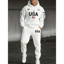 2026 Autumn/Winter Best-selling Streetwear Men's Comfortable Casual 3D Letter Pattern Printed Hooded Sweatshirt and Pants Set 2XL gray