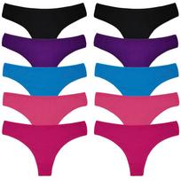 10 VNT./Rinkinys G-stringai Moteriški Drabužiai Apatiniai Patogūs Medvilniniai Moteriški Lingerie T-stringai Kelnaitės XL blue