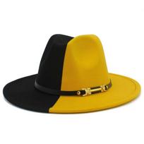 Hot-selling European and American fashion yin and yang woolen top hats, men's and women's trends, felt hats, autumn and winter British style jazz hats One Size black