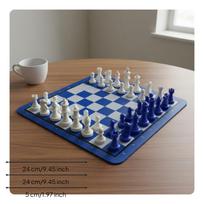 Chess Game Set with Large Rubber Mat Durable Professional Pieces Full Board for blue