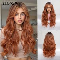 Hot-selling wigs female gradual change platinum medium eight-character bangs long curly hair full headgear spot wholesale wigs brown