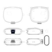 TPU Transparent Cover for JBL Sense Lite Case TPU Clear Cover Secure Latch Metal Carabiner Protective Cover Earbuds Accessories white