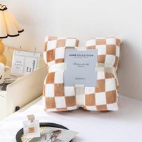 Šachmatinės lentos koralų vilnos antklodė Plaid Super Minkšta Lova Paklodė Sofos Užvalkalas Namų Miegamojo Kelionių Biuro antklodės 150x200cm beige