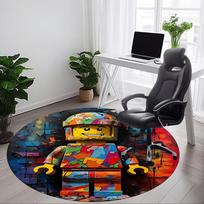 1 vnt. LEGO Art Office apvalus kilimėlis, tinkantis biurui, miegamajam, svetainei, namų dekorui, kambario dekorui, biurui a0928210 100cm by 100cm gray
