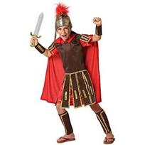 Romėnų kareivio kostiumas berniukams, karnavalo apranga su karūna/kardu/skydu, 3-4 metai 142-152cm brown