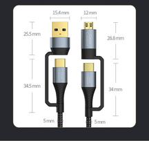 CableCreation PD 60W Micro USB Type-C 480Mbps Braided Nylon 4-in-1 Multi-Charging & Data Cable for Computer & Earphone 2 m pilka