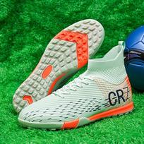 High-top CR7 wear-resistant towel sole hot-selling fly-woven TF football shoes 45