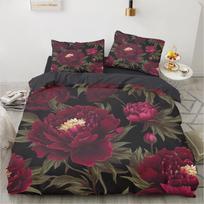 Vintažinis rožių patalynės komplektas Raudonų gėlių antklodės užvalkalų komplektas Karalienės/Karaliaus dydžio 240x220cm 260x220, Mikropluošto audinio patalynė - Kvėpuojanti 200x200 (65x65cm x2