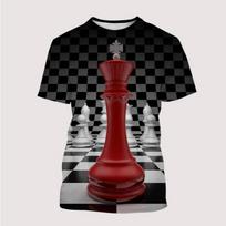 Nauja 3D spausdinta šachmatų lentos marškinėliai Vaikų mada Per dideli marškinėliai Vaikams Berniukui Mergaitei Trumpomis rankovėmis Viršutiniai drabužiai T-shirt Marškinėliai Vaikų drabužiai 130 black