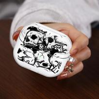 Case For Samsung Galaxy Buds 3 FE 2 4Pro 3Pro Live 2Pro 4 Pro Clear Earphone Cases Cover With Hook Creative Skull Art Buds 3 FE white