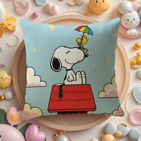 Mielas Snoopy Pagalvės užvalkalas Natūralūs lininiai ekologiški audiniai Dvipusis spausdinimas Sofos namų dekoras Dovana Pagalvės užvalkalas Peach skin 18*18(CM)-1Pcs