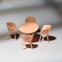 Miniature Furniture Model 1/43 1/64 1/87 Sun Umbrella Table And Chair 5-Piece Set Unpainted Model Toys View Decoration 1 to 24