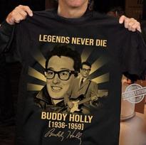 1936-1959 Buddy Holly Singer Black Cotton all size t-shirt men women AA006 XL brown