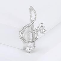 Prabangūs kalnų krištolo muzikos natų sagės moterims Unisex Glamūrinės segės 5 spalvų Galima nešioti kasdieniai vakarėlių aksesuarai dovanos white