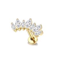 1 vnt. Titano Cirkonio Labret Auskarai Lūpų Žiedai Auksinės Spalvos CZ Kremzlės Helix Lobe Conch Auskarų Smeigės Moteriški Papuošalai 16G 16G 1.2x8mm